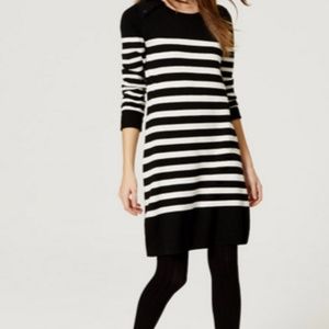 STRIPPED BUTTON SWEATER DRESS